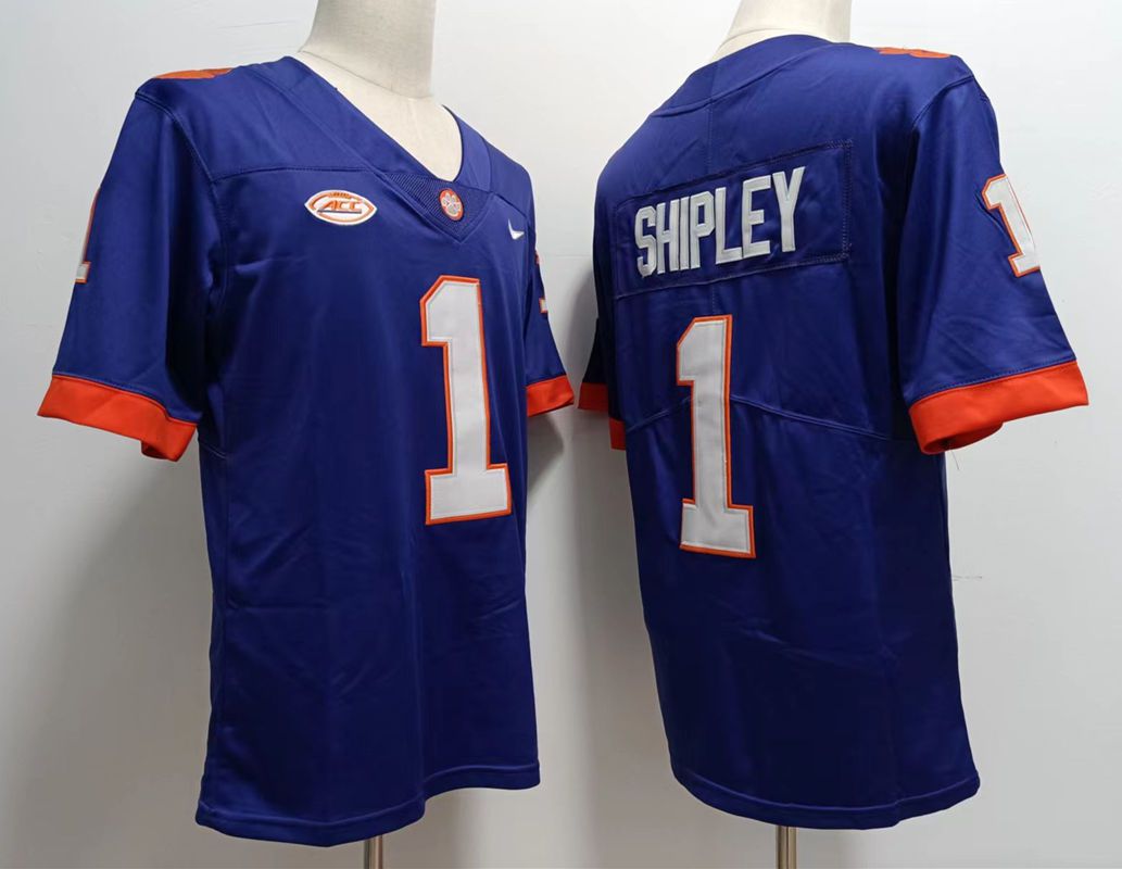 Men Clemson Tigers #1 Shipley Purple Nike 2025 NCAA Jersey->ncaa teams->NCAA Jersey